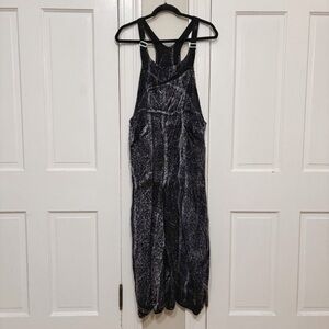 Cynthia Ashby Hattie Overalls Thunder Size XS Black Tie Dye Splatter Boho Linen